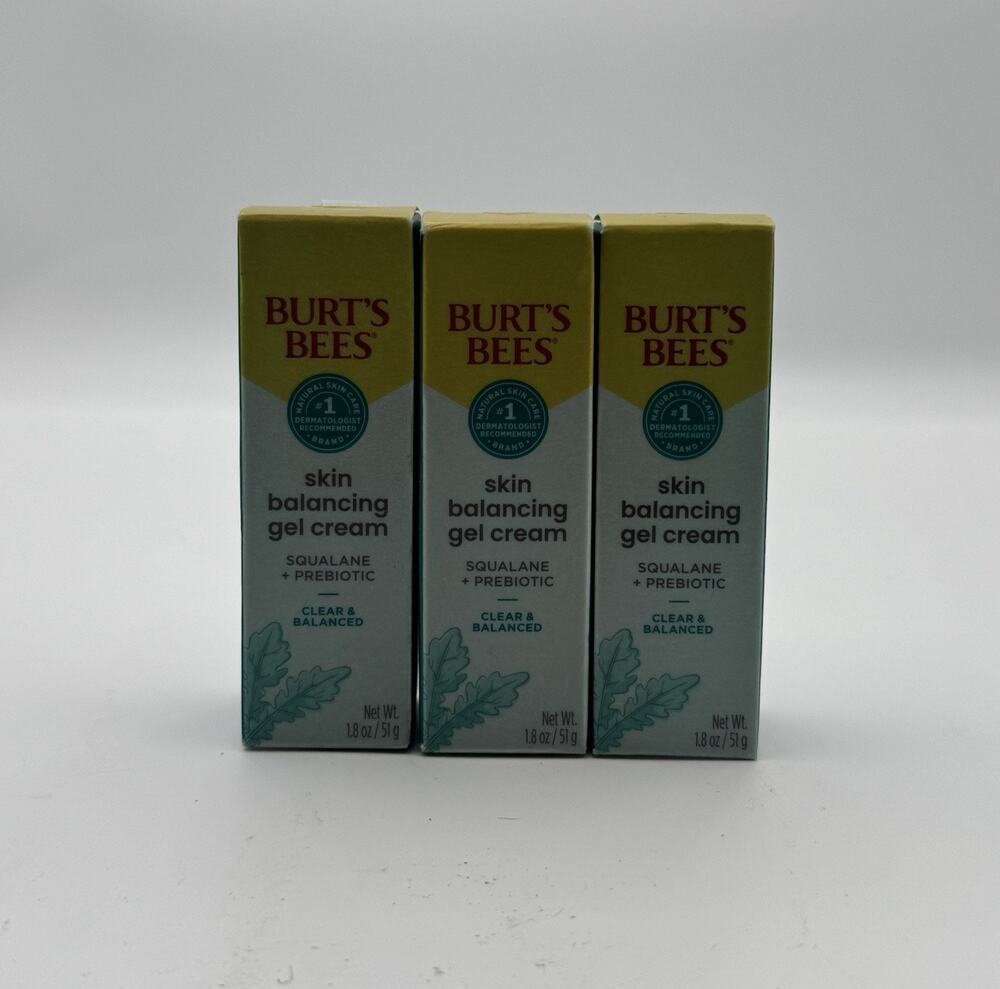 Burt's Bees Skin Balancing Gel Cream • Squalane + Prebiotic 1.8 oz • Lot Of 3
